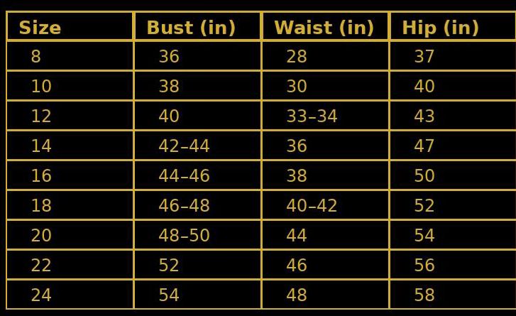 Female Size Guide