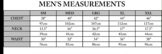 Male Size Guide