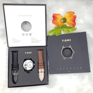 T105 Constellation watch in a gift box with black and brown interchangeable straps